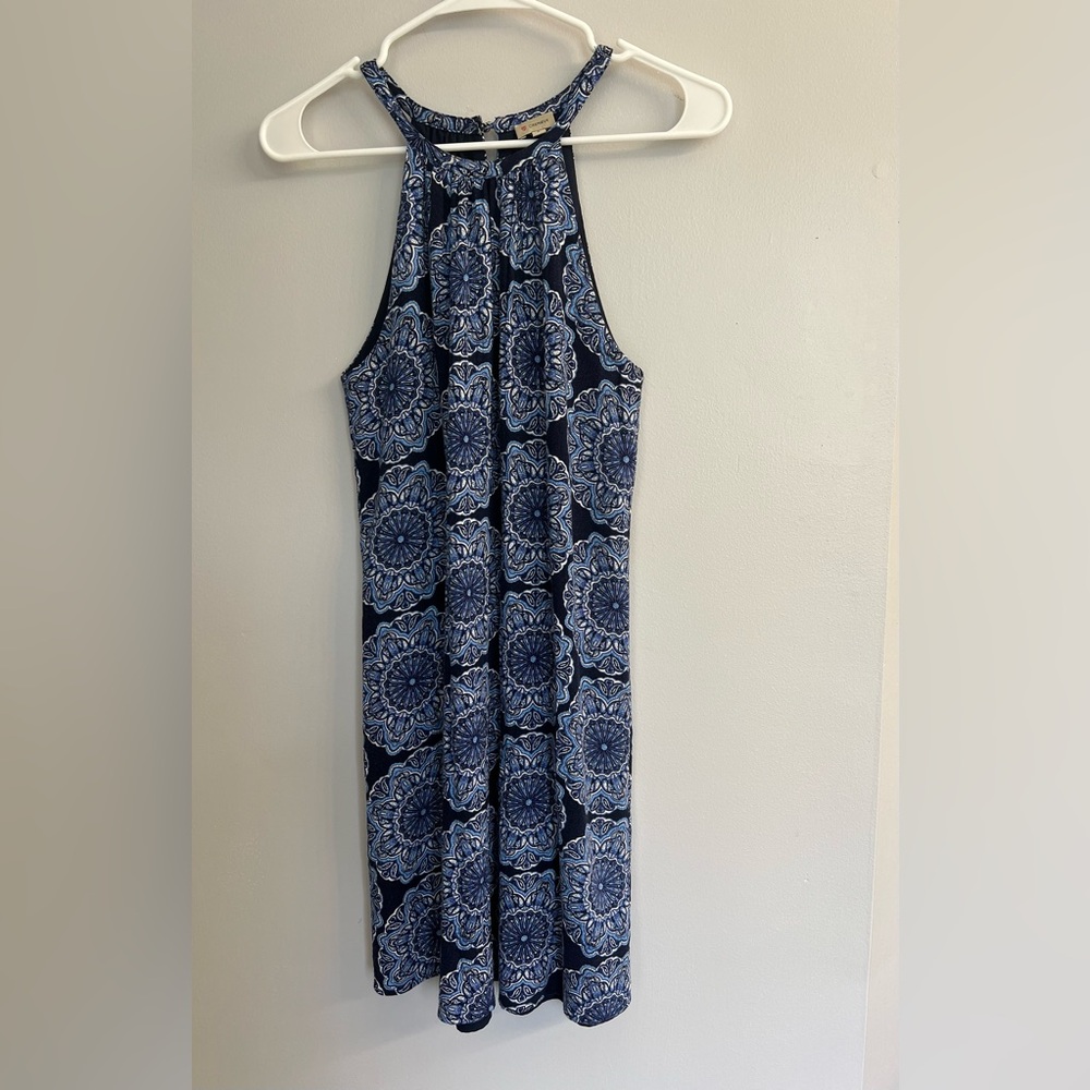 Cremieux Navy Blue Sleeveless Medallion Print Dress Sz 2 Preppy Classiccore